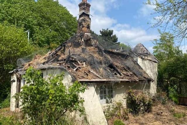 Thatch Cottage, Worthing, in summer 2023, a few months after the fire. Picture: Manorwood / planning documents