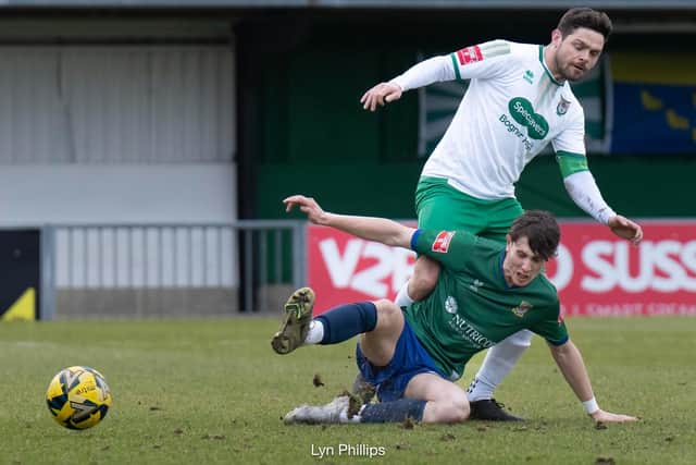 Harvey Whyte in action for the Rocks v Kingstonian | Picture: Lyn Phillips - see more pictures in a slideshow in the video player above