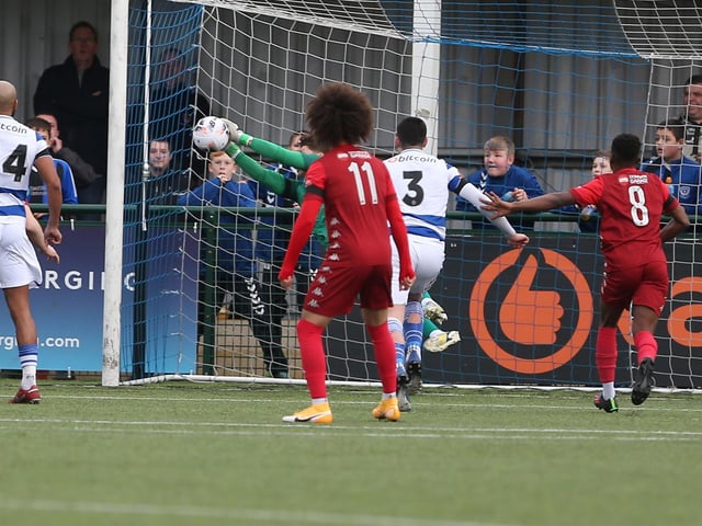 Action from Worthing FC's defeat at Oxford City in National League South