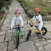 Twins Ariel and Kylo Wilson-Smith finished their challenge at St Nicolas' Church, Shoreham