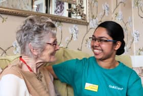 Jamsheela says the best part of her job as Care Supervisor at Caer Gwent is chatting with residents.