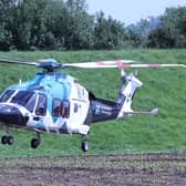 An air ambulance helicopter was spotted landing near Ashington on Saturday, May 21