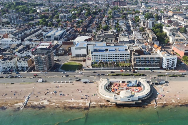Worthing town centre as seen from the air