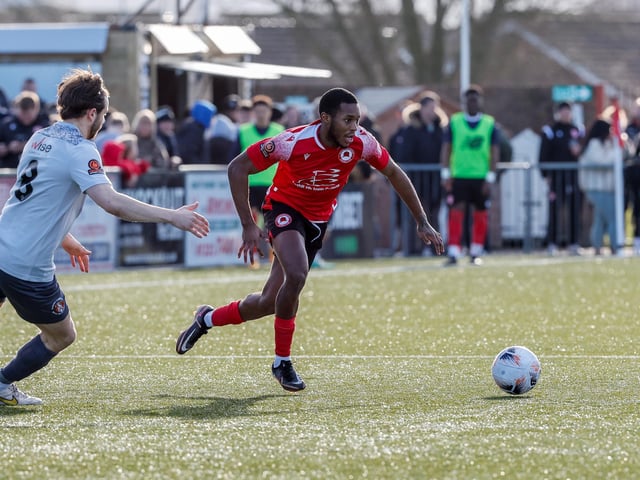 Action from Eastbourne Borough's 2-0 Ntional League South win against Slough Town at Priory Lane
