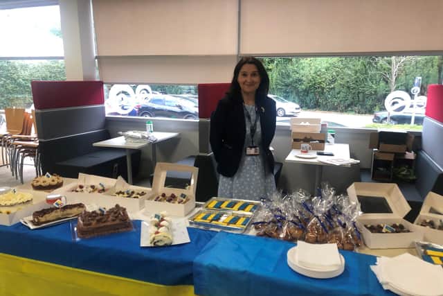 A cake sale by Liudmyla Hills has raised £820 for life-saving work in Ukraine