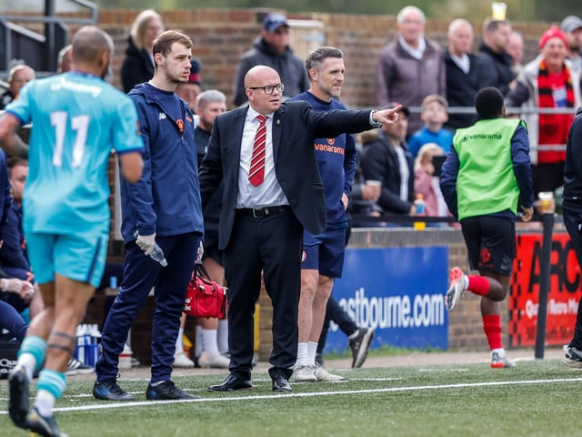 Action from Eastbourne Borough's National League South clash with Braintree at Priory Lane