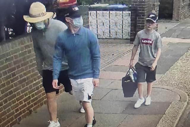 Police have released an image of three people they wish to speak to in connection with a house burglary on Goring Road on Wednesday, September 7. Photo: Sussex Police