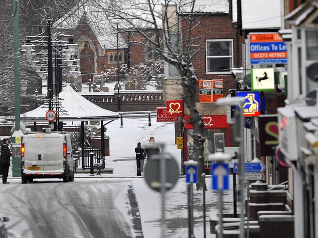 St John's Church, Burgess Hill in the snow