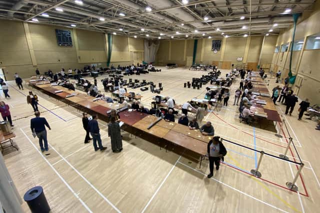 Election count at the Triangle in Burgess Hill (Photo courtesy of MSDC)