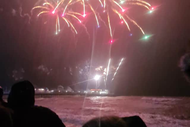 A very choppy sea as the fireworks were let off from the pier in Worthing on Saturday