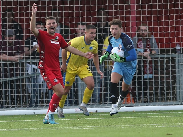 Action from Worthing FC's 1-1 draw with Taunton Town in National League South