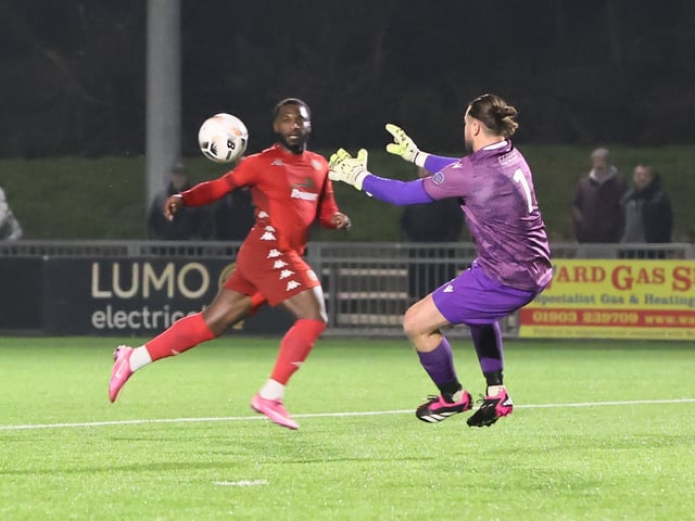 Action from Worthing FC's 6-2 Sussex Senior Cup win over Crowborough Athletic at Woodside Road