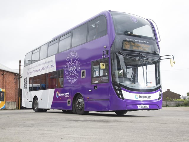 Stagecoach South East has marked the Queen’s 70th year on the throne with a special bus livery in honour of her majesty. Picture: Stagecoach South East.