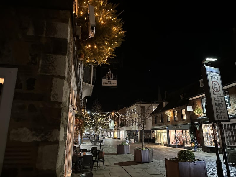 Christmas lights on North Street, Chichester.