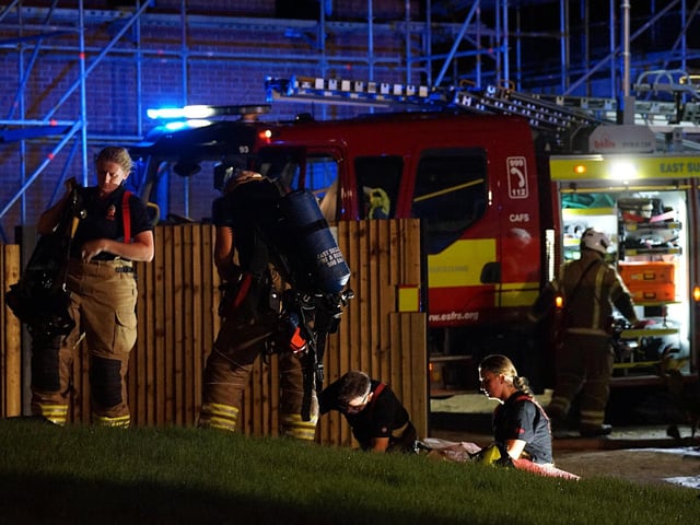 Multiple fire crews were called to Stone Cross, after shipping containers at a building site caught fire in the early hours of this morning (Saturday, August 17).