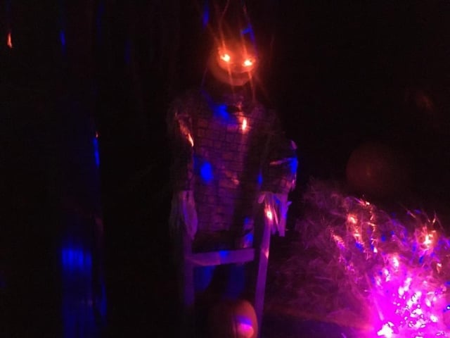 Hallowe'en at Rose Walk in Goring, complete with red eyes and swirling mist
