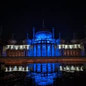 Brighton Pavilion lit blue for NHS75