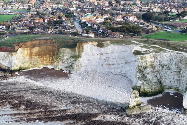There have been reports of a large cliff fall at Seaford Head