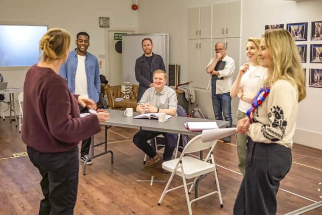 Director Joanna Read and the cast of Party Games! in rehearsals.