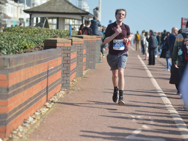 Images from the finish area at the 2026 Hastings Half Marathon