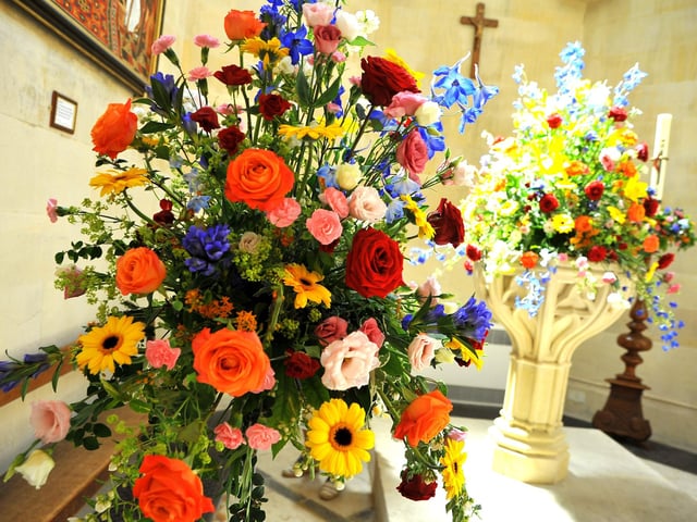 Corpus Christi Carpet of Flowers 2022 at Arundel Cathedral. Pic S Robards SR2206162