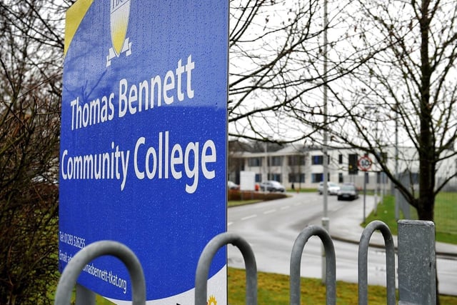 At Thomas Bennett Community College  there were a total of 298 exclusions and suspensions in 2020/21. There were 5 permanent exclusions and 293suspensions. These are rates of 0.5] exclusions and 27.4 suspensions per 100 children.