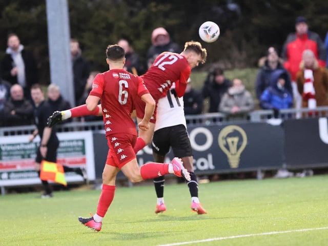 Action from Worthing's superb 3-0 win at home to Dartford in the National League South at Woodside Road