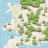 The map shows the locations of Giant Hogweed across the country