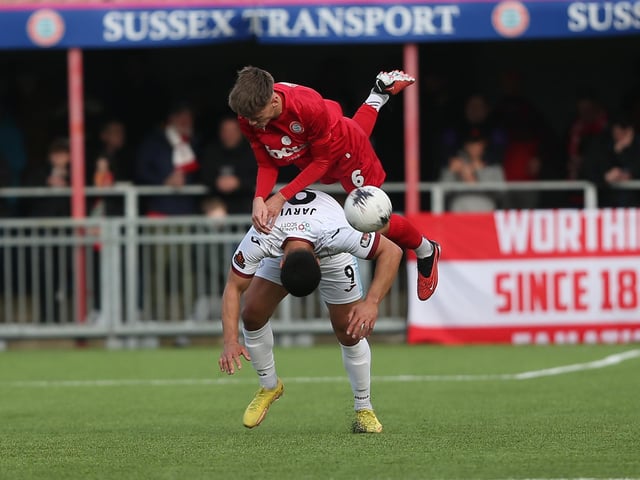 Action from Worthing's home loss to Taunton Town in National League South