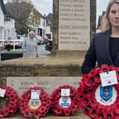Jess Brown-Fuller lays a wreath in memory of the fallen