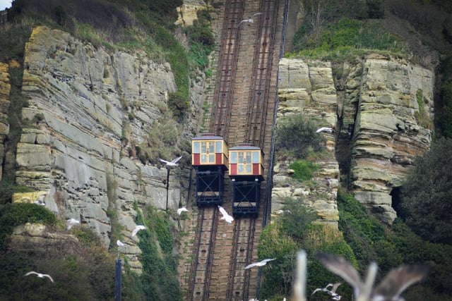 View towards East Hill Cliff Railway, funicular.