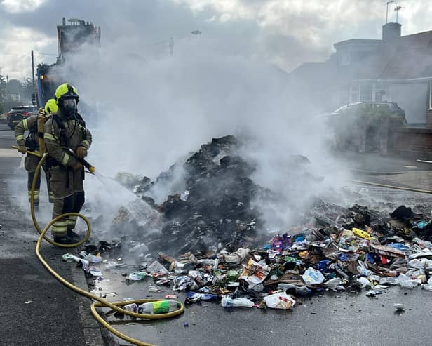 West Sussex Fire and Rescue Service sent crews to the scene of a refuse truck fire on Castle Road, Worthing.