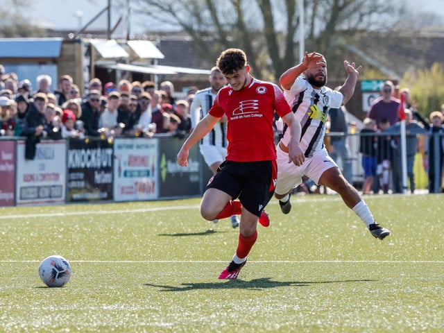Action from Eastbourne Borough's National South win ovder Dartford at Priory Lane
