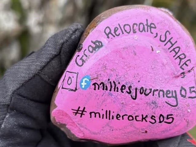 Each rock carries Millie’s memory to another destination, with people encouraged to share photographs of where they have taken or discovered one