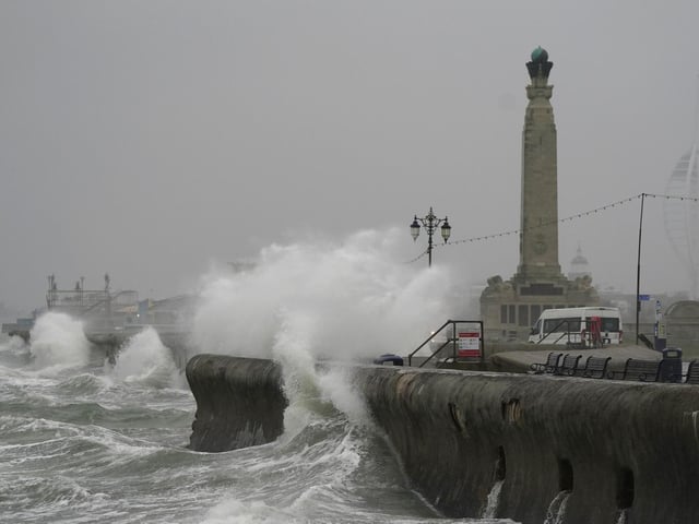 Waves crash against the seafront in Southsea as Storm Barra hit. Picture: Andrew Matthews/PA Wire