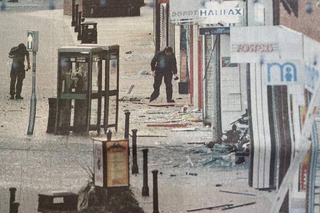 Glass scattered London Road after the explosion.
