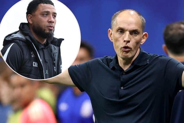 Thomas Tuchel shows his frustration during England's World Cup semi-final with Argentina and, inset, Colin Kazim-Richards