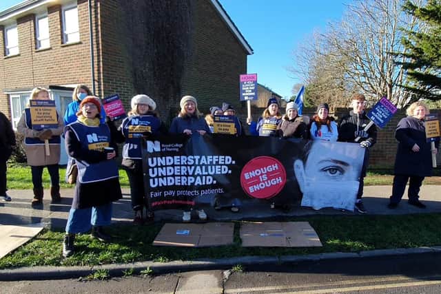 RCN Nurses Strike: Chichester's St Richards Hospital's nurses strike, calling for fair pay