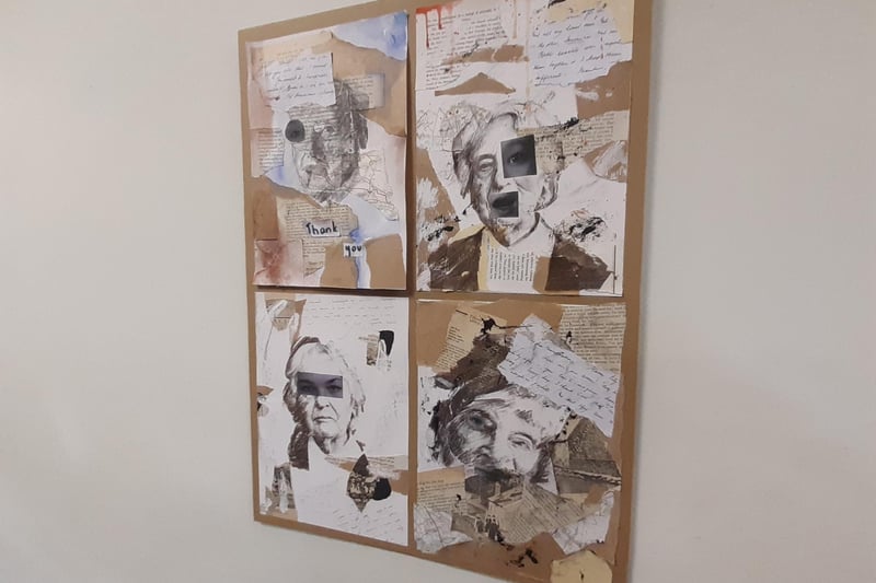Haywards Heath's Holocaust Memorial Day service featured an art display of Holocaust survivors from Oathall Community College and Great Walstead School