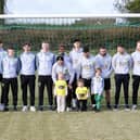 Players and mascots line up in the goalmouth ahead of Westfield FC's first game at their new ground | Picture: Joe Knight