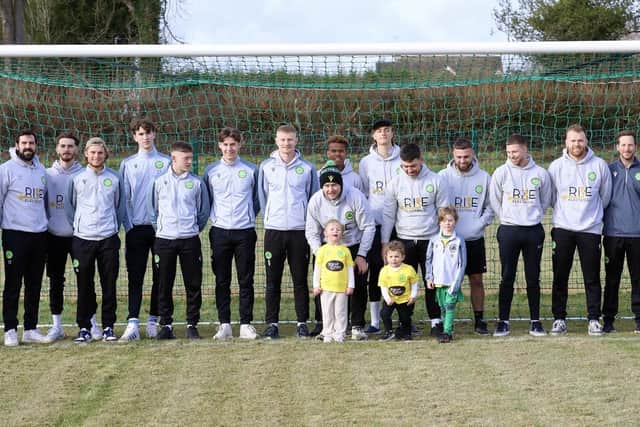 Players and mascots line up in the goalmouth ahead of Westfield FC's first game at their new ground | Picture: Joe Knight