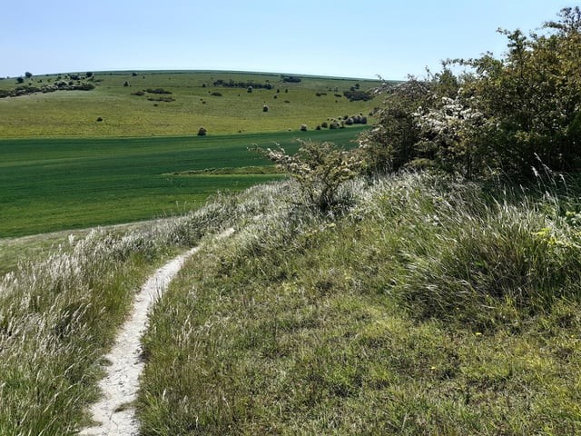 Now, whichever way you have got there, it is just a case of following that narrow path around the hill.