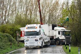 Pictures show the disruption caused by the lorry.