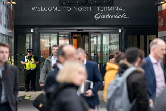 Thousands of passengers were evacuated from London Gatwick Airport this morning due to a ‘fire alarm being activated’. Picture by Chris Ratcliffe/Getty Images
