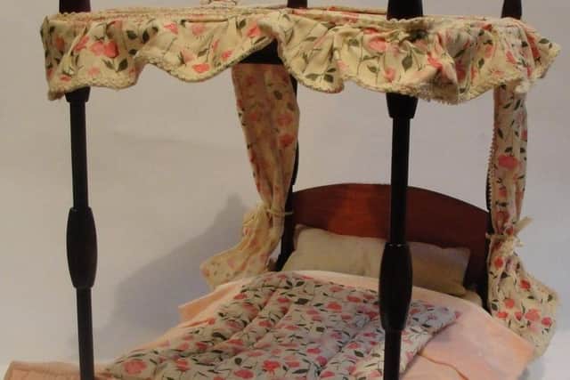 Sindy’s four-poster bed produced by Good-Wood Playthings Ltd. Photo permission kindly given by The Sindy Museum.