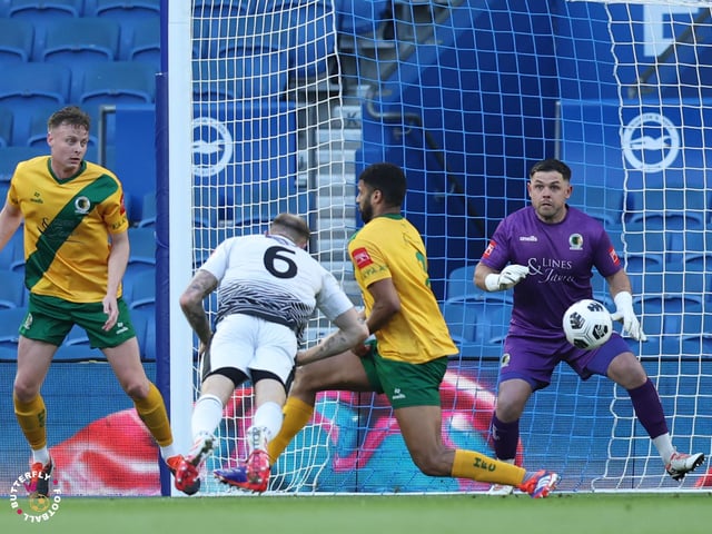 James Hammond’s majestic 95th minute free-kick clinched Horsham FC’s first league and Sussex Transport Senior Cup double in the club’s history.