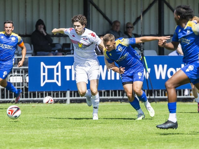 Action from the pre-season friendly between Peacehaven & TYelscombe FC and Lewes FC, July 2023