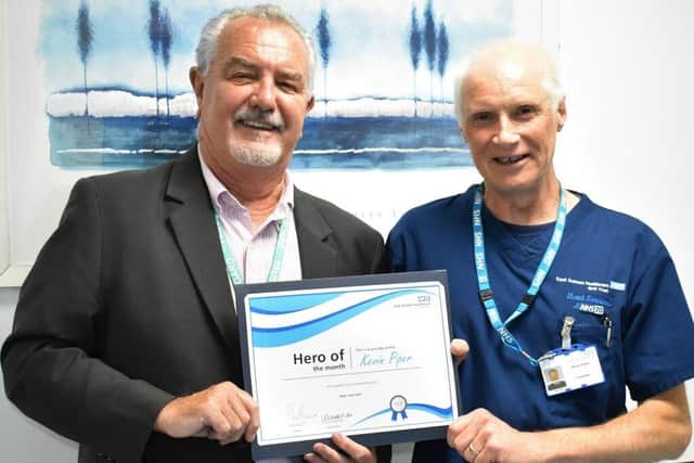 Kevin Piper, Radiology Housekeeper at Eastbourne DGH, has been awarded the Hero of the Month for September. Picture: East Sussex Healthcare NHS Trust