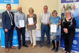 From left: James M. Butcher (Central Sussex Rotary), Craig Dutton (Handcross), Linda and Brian Dove (Lindfield/Burgess Hill), Elizabeth Owen (Ringmer) Christine Moss (Assistant Governor, Rotary South)