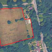 The rough location of the proposed 55 homes west of London Road in Handcross. Photo: Google Maps
